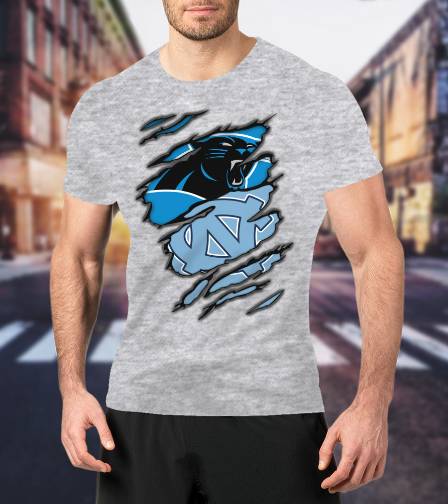 Carolina Panthers And North Carolina Tar Heels Logo Mashup T-Shirt