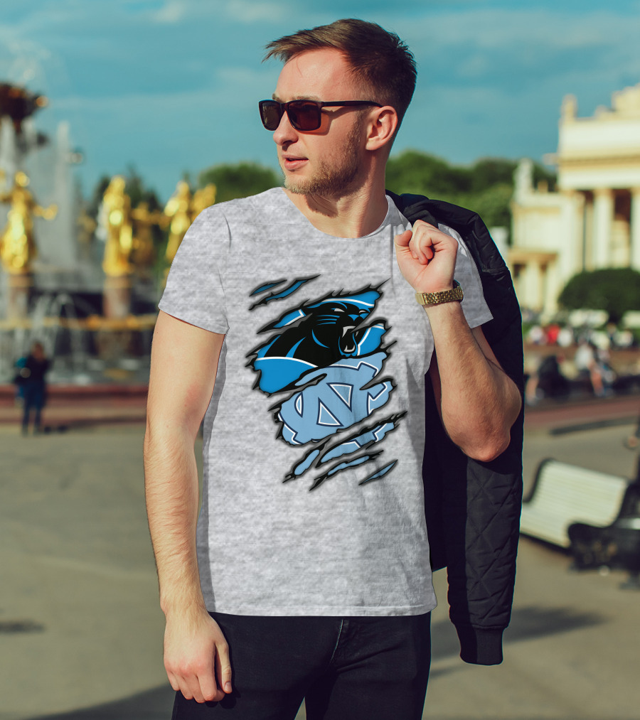 Carolina Panthers And North Carolina Tar Heels Logo Mashup T-Shirt
