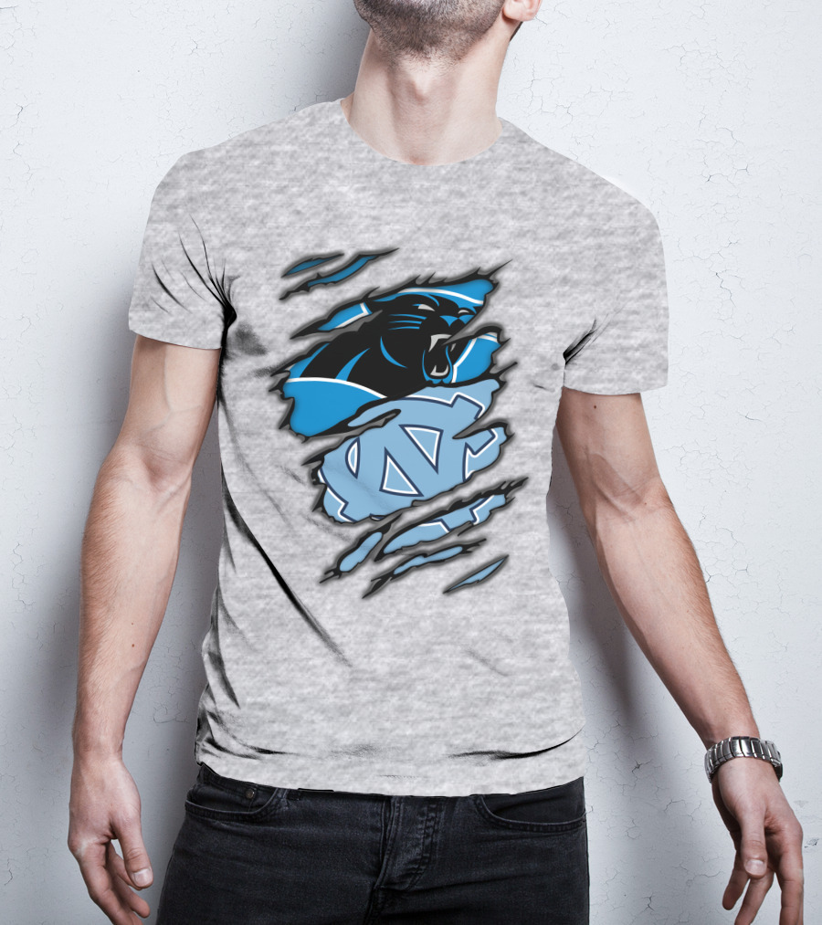 Carolina Panthers And North Carolina Tar Heels Logo Mashup T-Shirt