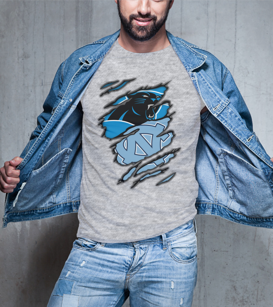 Carolina Panthers And North Carolina Tar Heels Logo Mashup T-Shirt