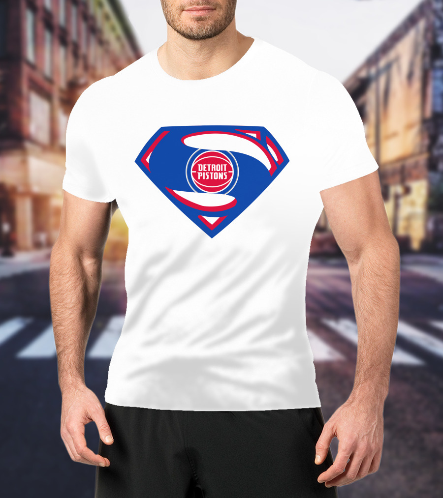 Detroit Pistons Superman Logo Combination T-Shirt