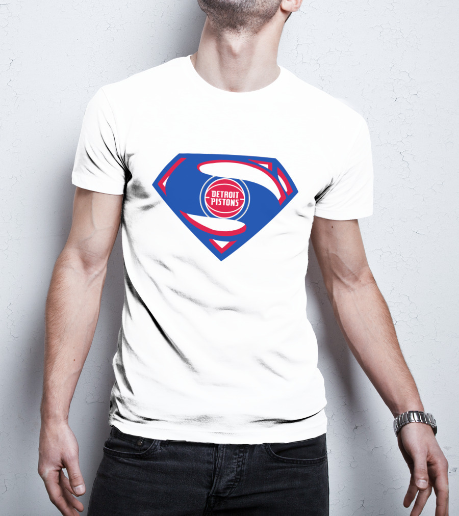 Detroit Pistons Superman Logo Combination T-Shirt