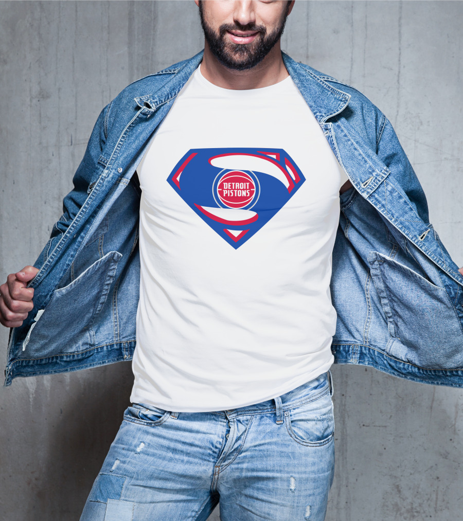 Detroit Pistons Superman Logo Combination T-Shirt