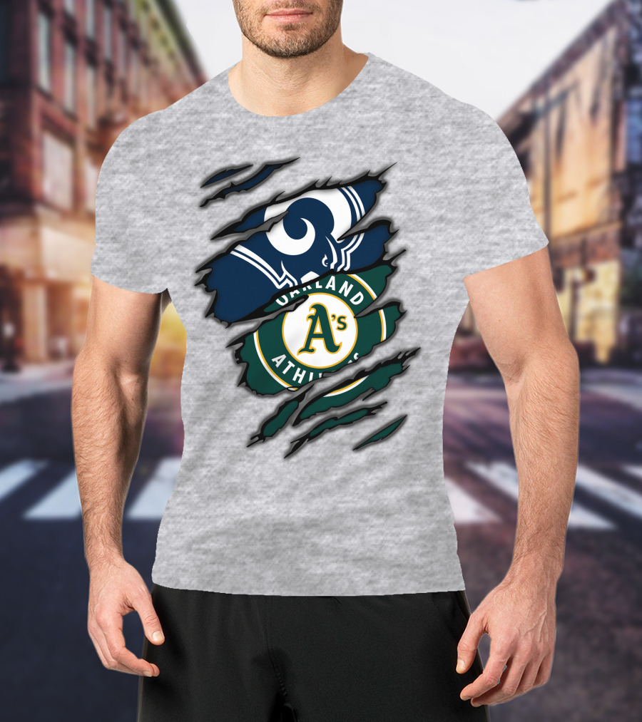 Rams Oakland Athletics Dual Fan Torn Layers T-Shirt