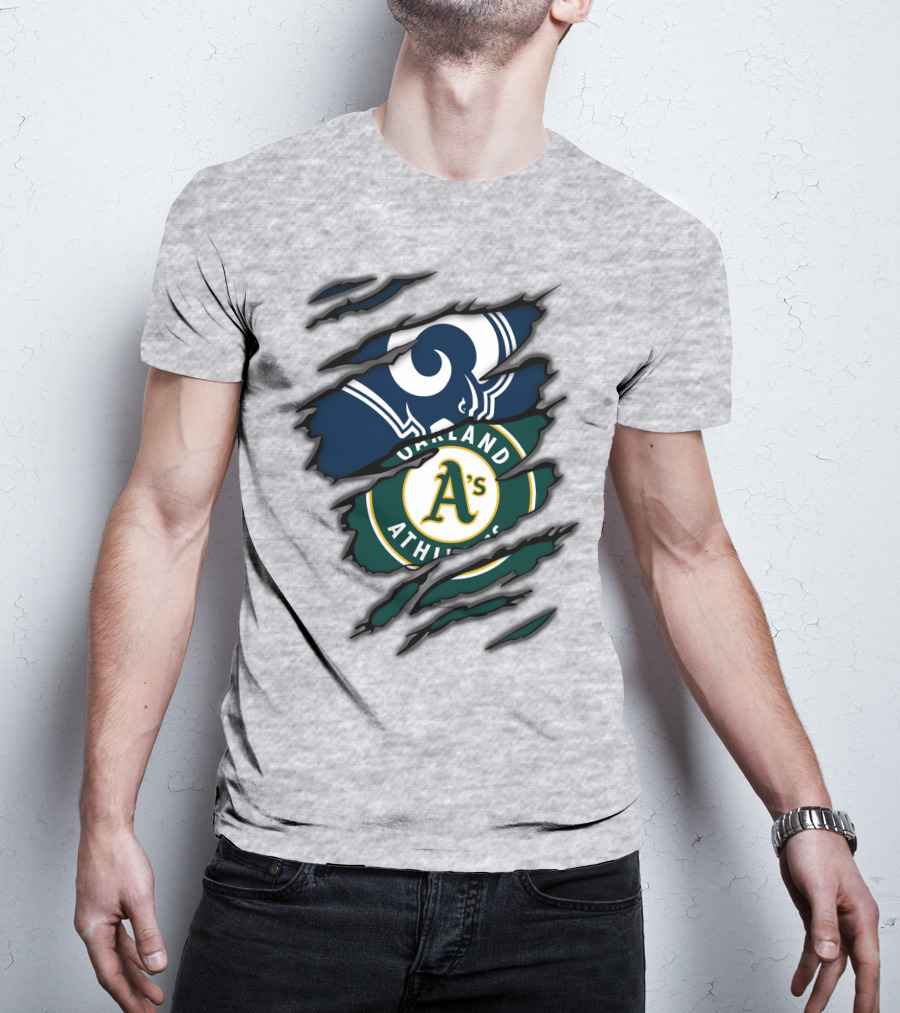 Rams Oakland Athletics Dual Fan Torn Layers T-Shirt