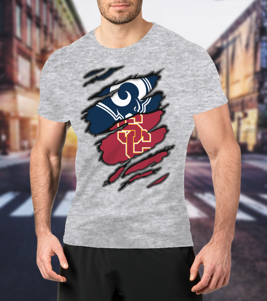 Rams USC Trojans Claw Marks T-Shirt