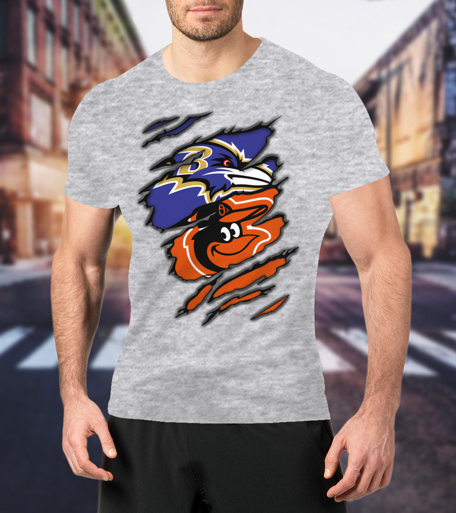 Baltimore Ravens Orioles Logo Mashup T-Shirt