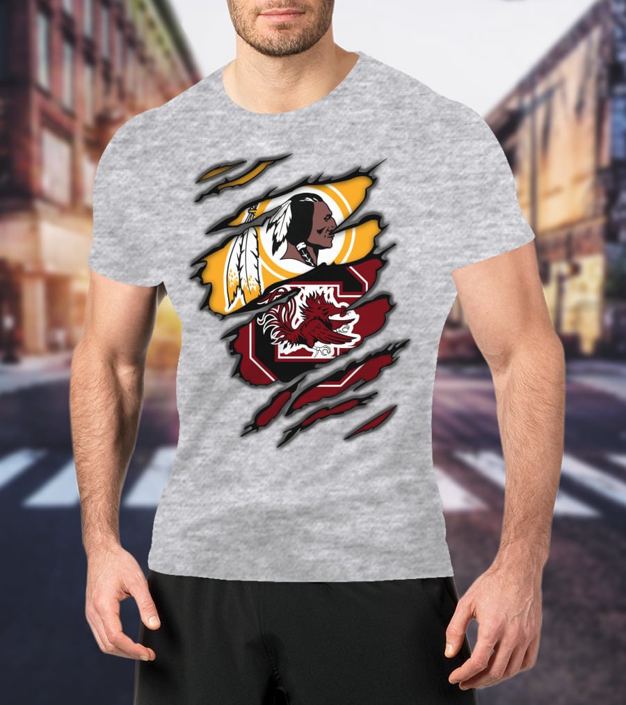 Redskins South Carolina Gamecocks Logo Mashup T-Shirt