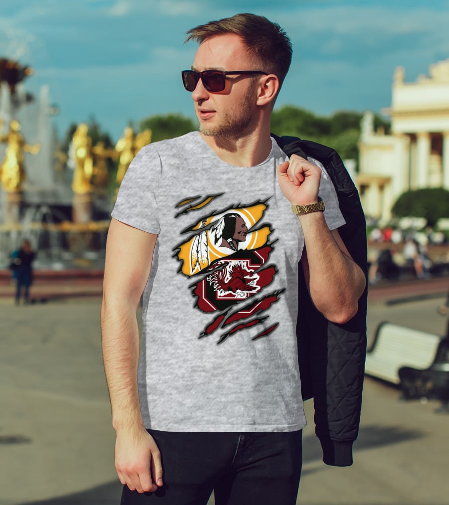 Redskins South Carolina Gamecocks Logo Mashup T-Shirt
