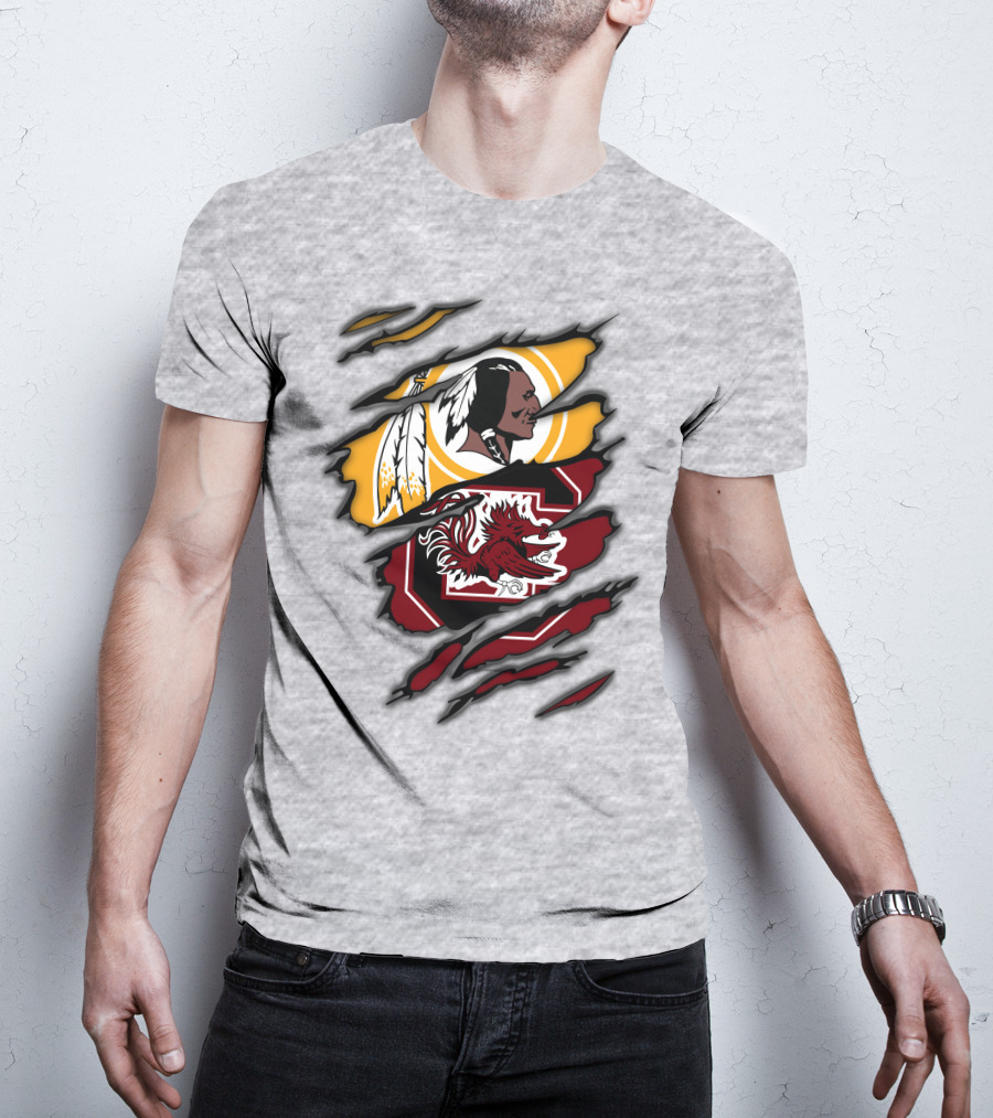 Redskins South Carolina Gamecocks Logo Mashup T-Shirt