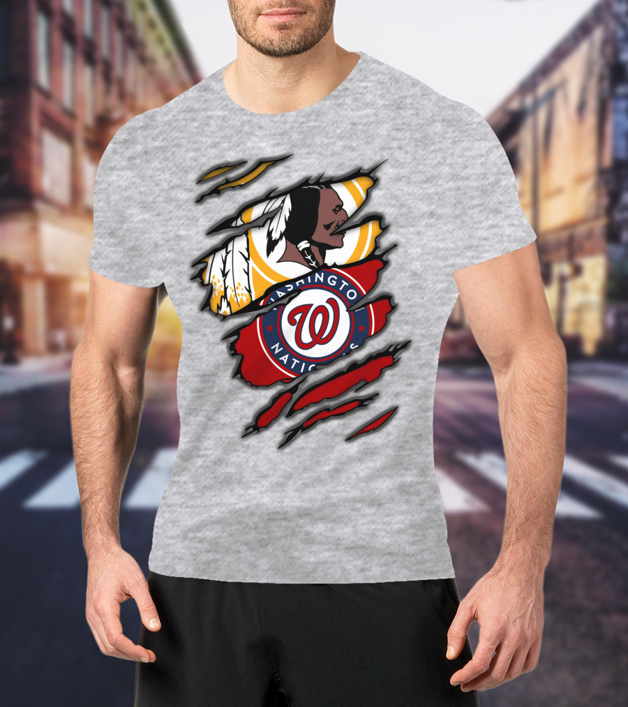 Washington Redskins And Washington Nationals Logo Mashup T-Shirt