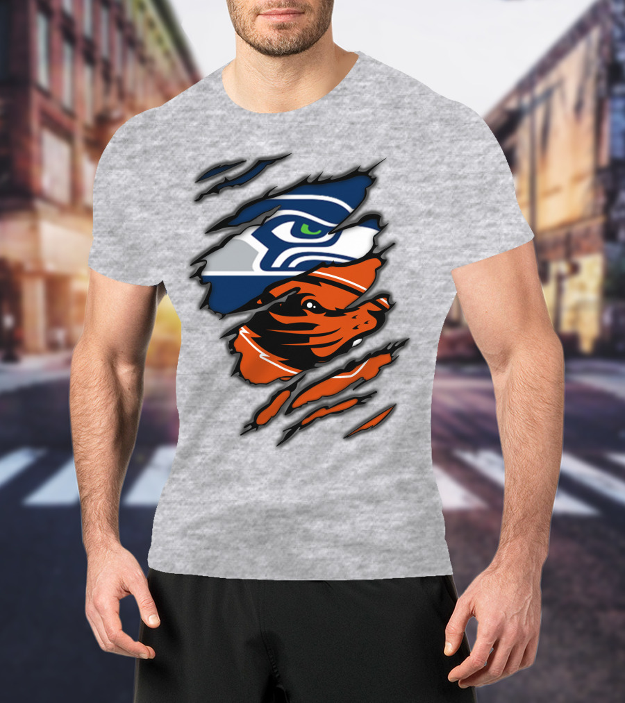 Seahawks Beavers Logo Slash Fusion T-Shirt