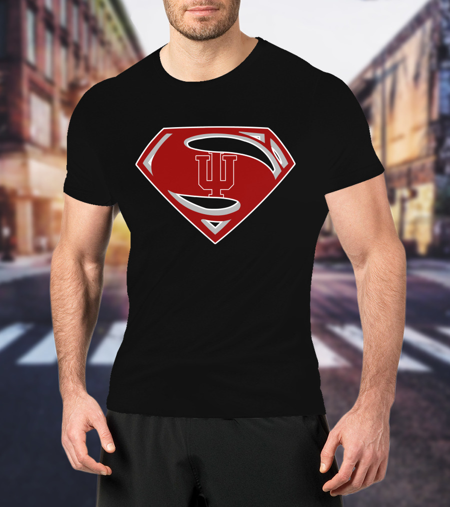 Superman Indiana Hoosiers IU Logo Emblem T-Shirt