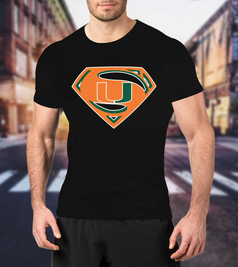Superman Miami Hurricanes Logo Fusion T-Shirt