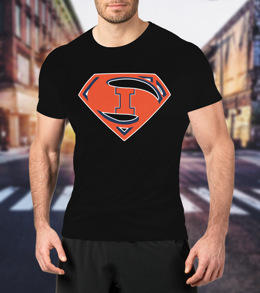 Superman Illinois Fighting Illini Logo Emblem T-Shirt