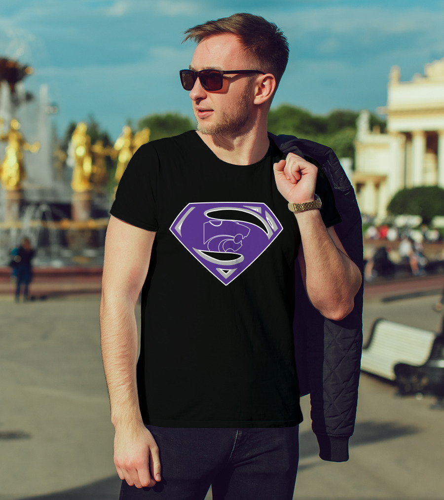 Superman Kansas State Wildcats Logo Fusion T-Shirt