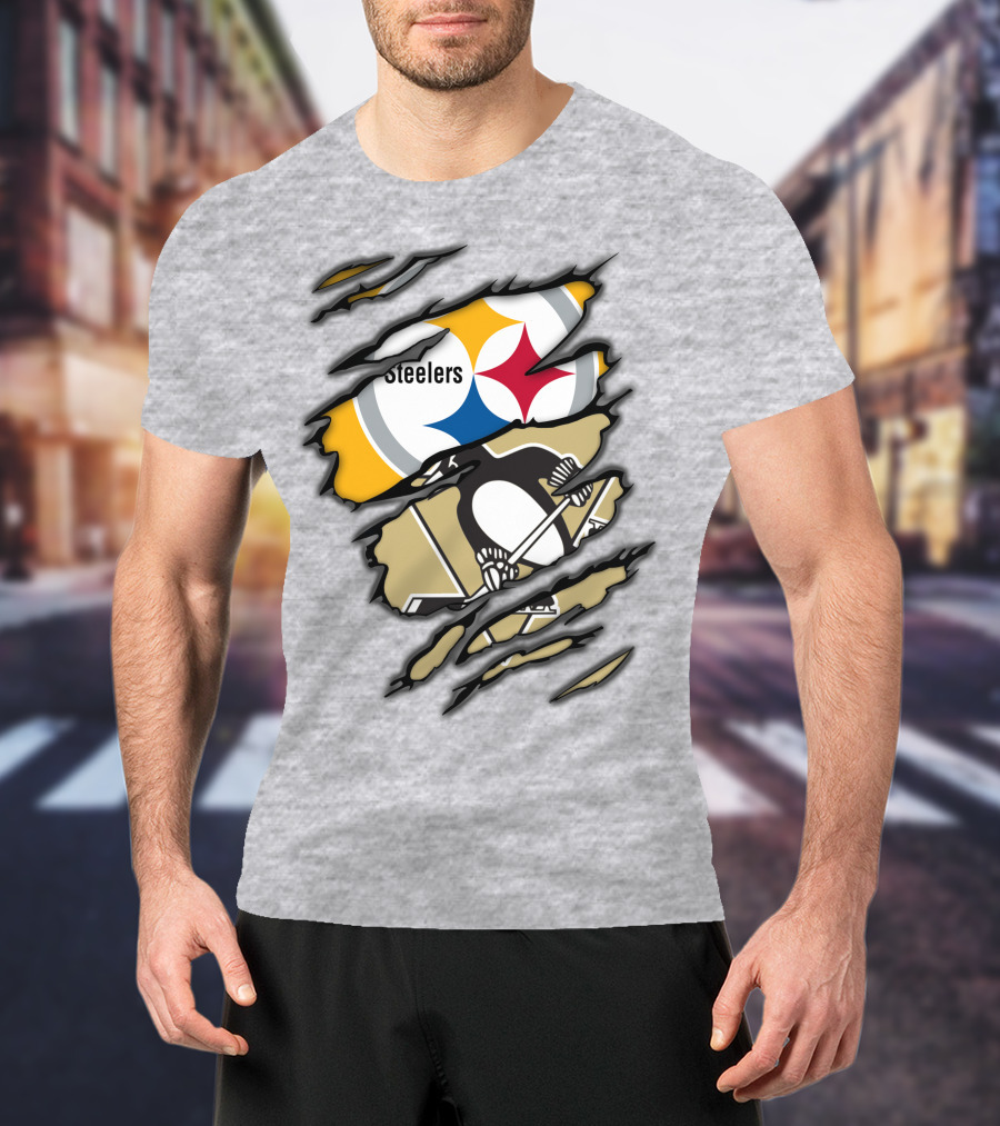 Steelers Penguins Ripped Claw T-Shirt