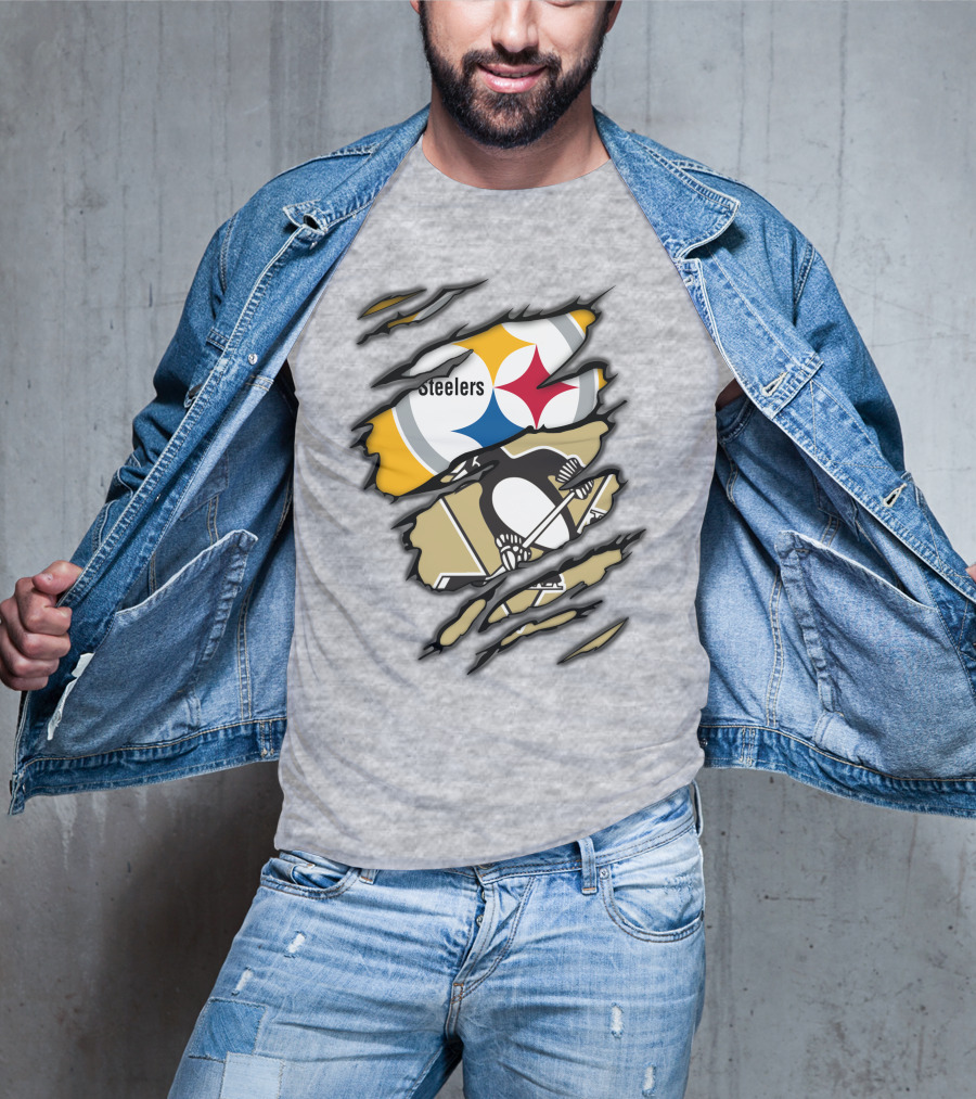 Steelers Penguins Ripped Claw T-Shirt