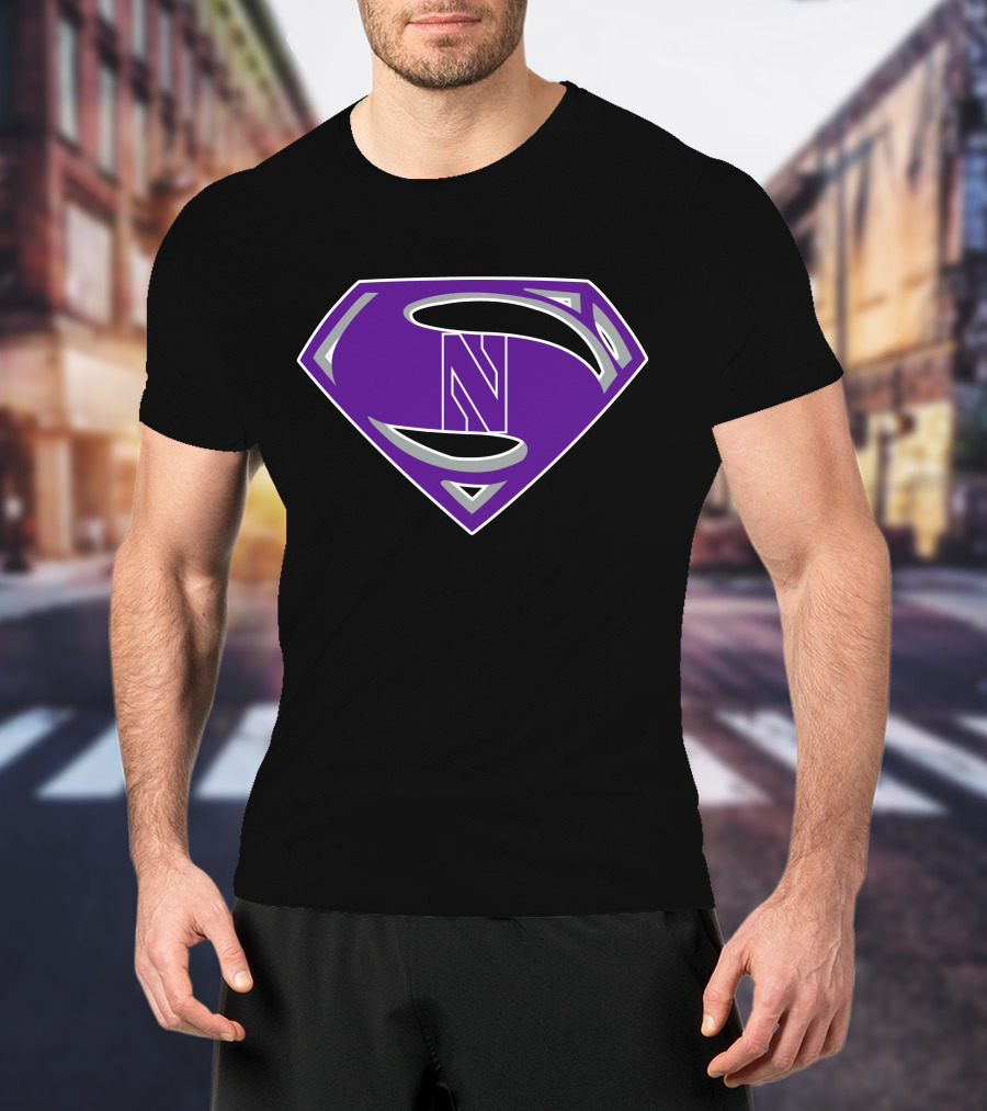 Superman NWildcats Purple Shield T-Shirt