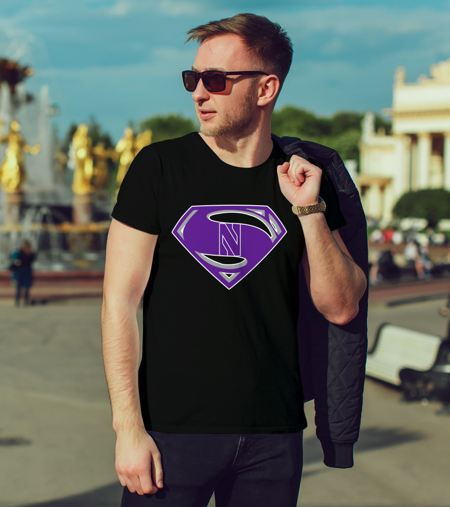 Superman NWildcats Purple Shield T-Shirt