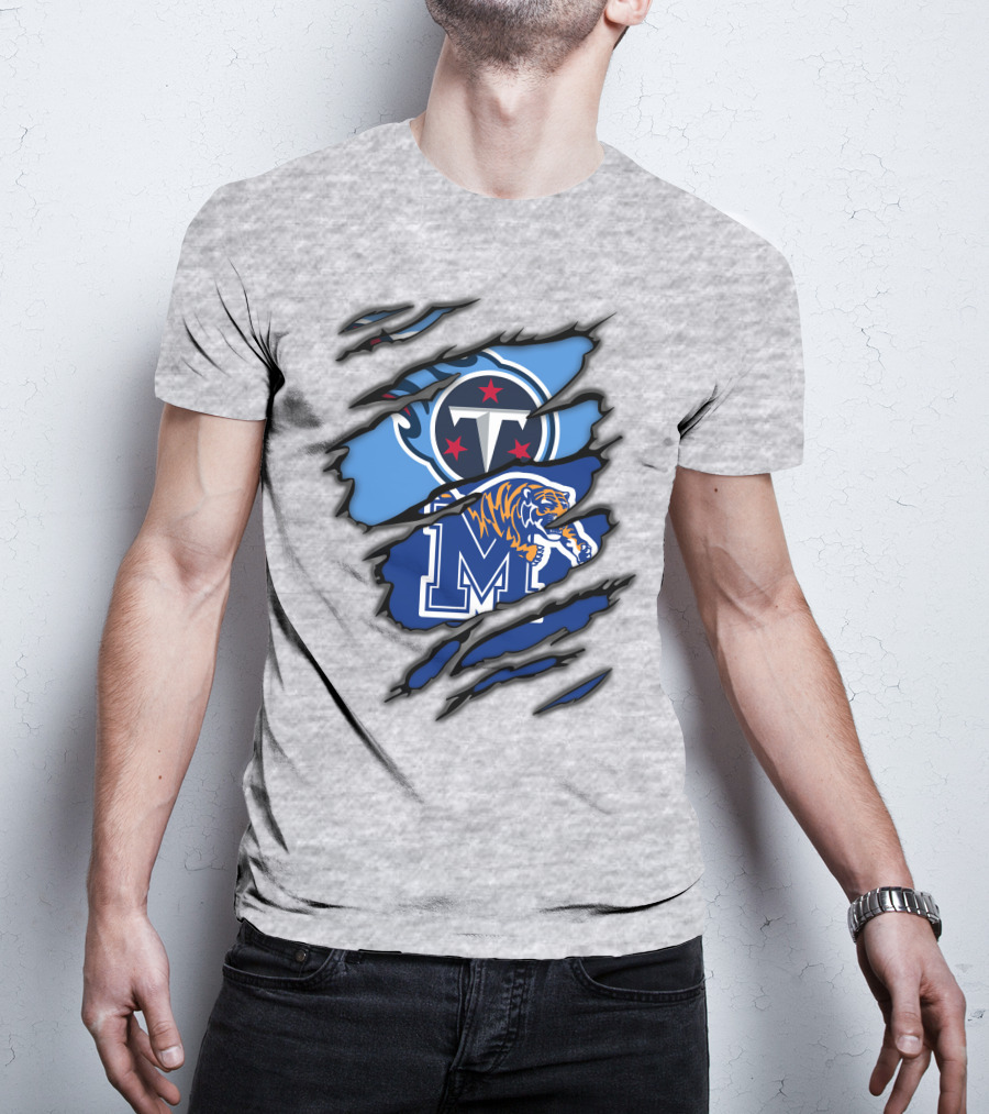 Tennessee Titans Memphis Tigers Claw Marks Logo Fusion T-Shirt