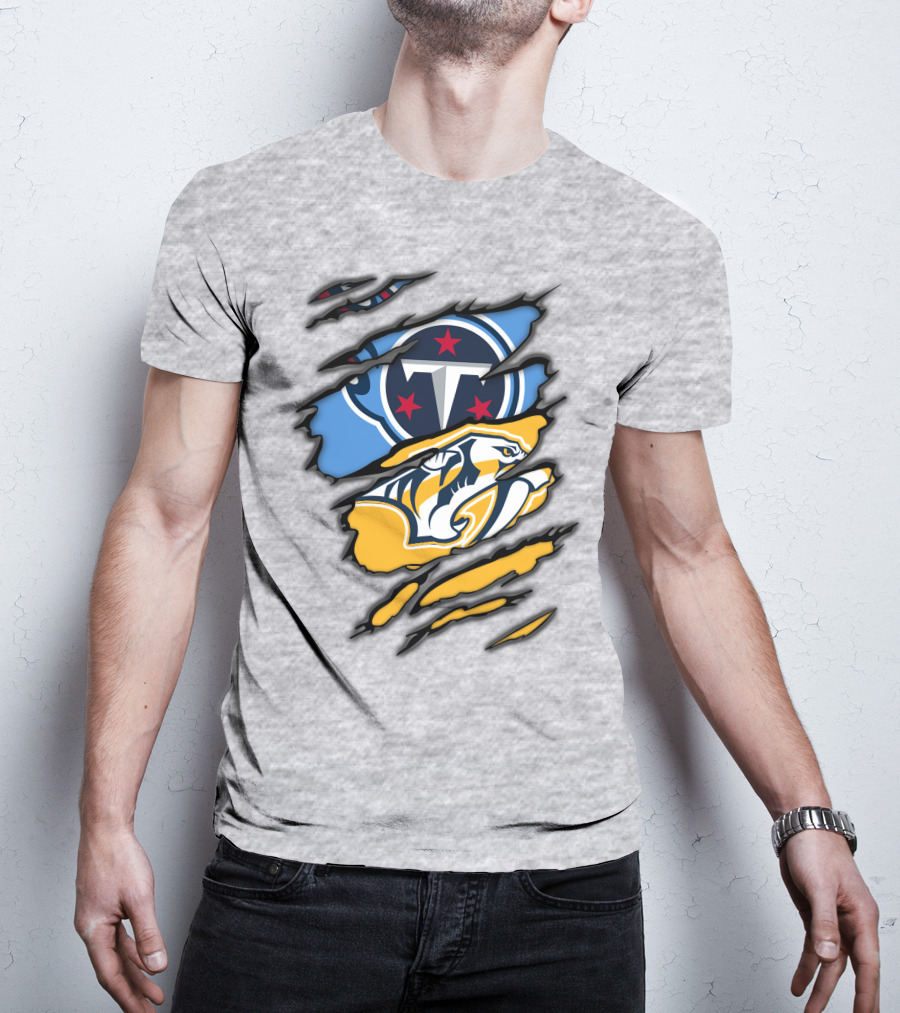 Tennessee Titans Nashville Predators Claw Logo Mashup T-Shirt