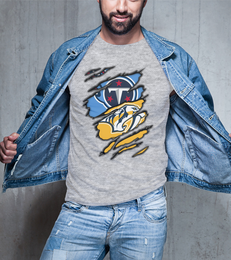 Tennessee Titans Nashville Predators Claw Logo Mashup T-Shirt