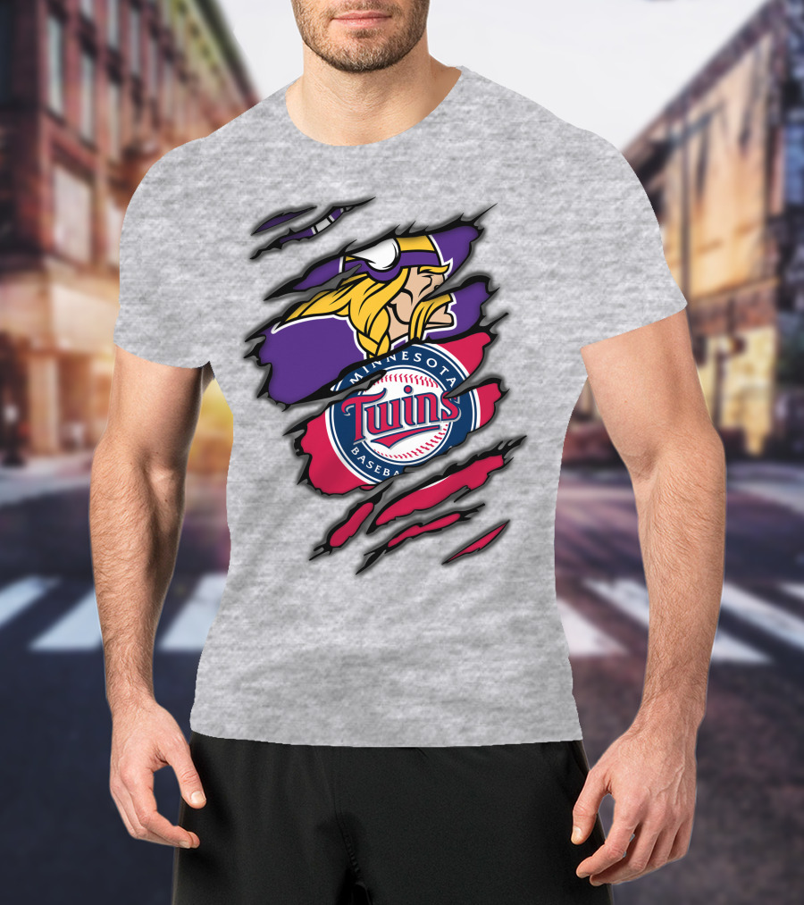 Minnesota Vikings And Twins Baseball Fusion T-Shirt