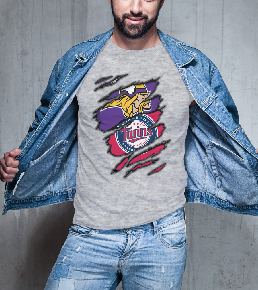 Minnesota Vikings And Twins Baseball Fusion T-Shirt