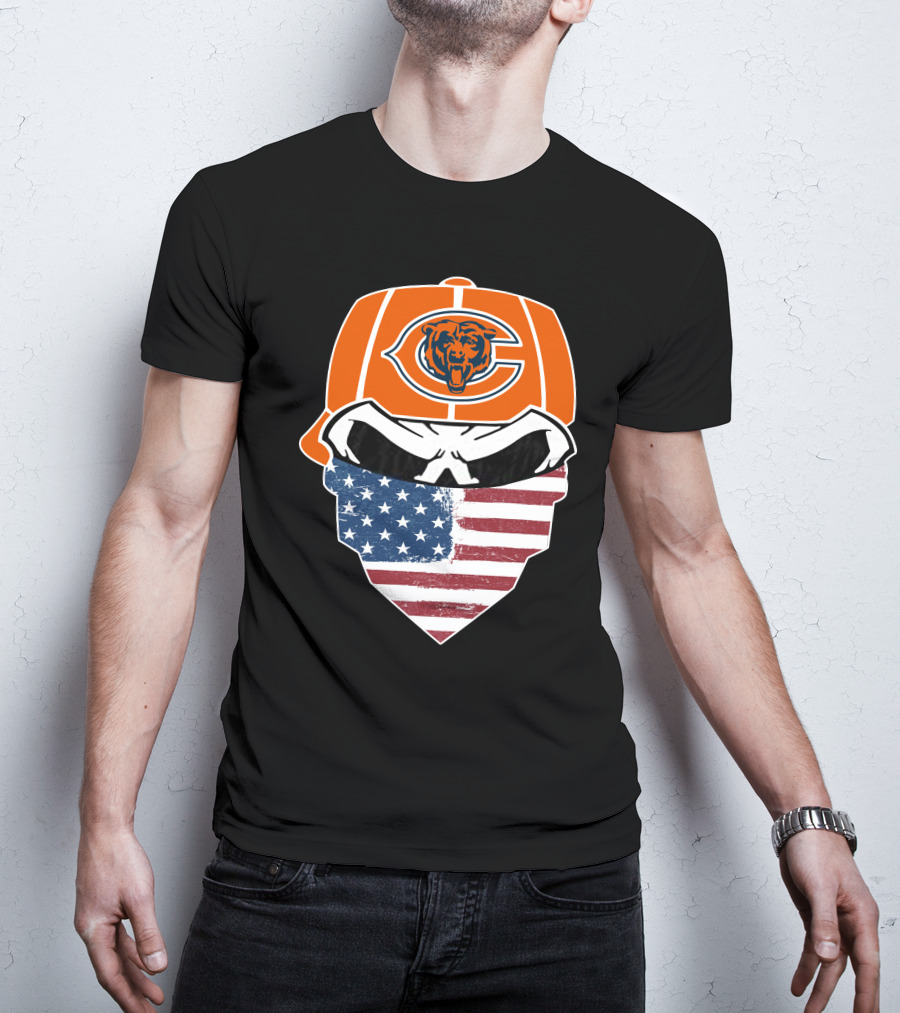 Chicago Bears American Flag Bandana Mask Fan Tribute T-Shirt