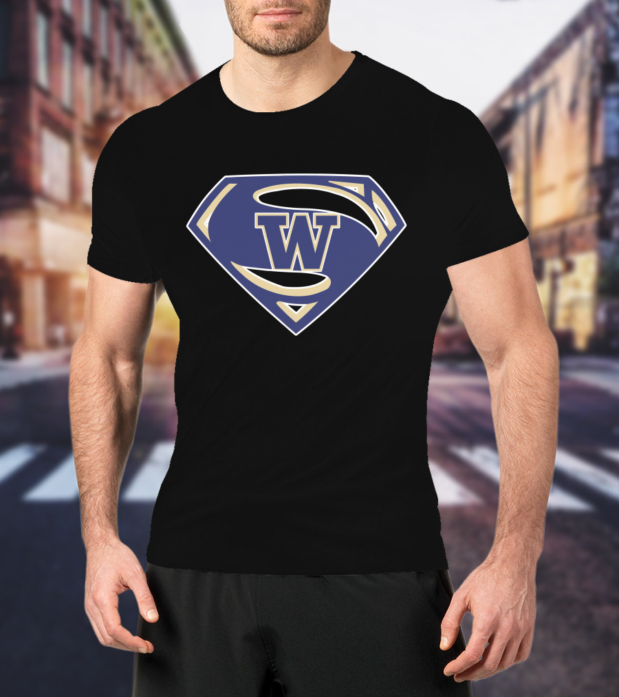 Superman W Huskies Logo With Iconic Shield T-Shirt
