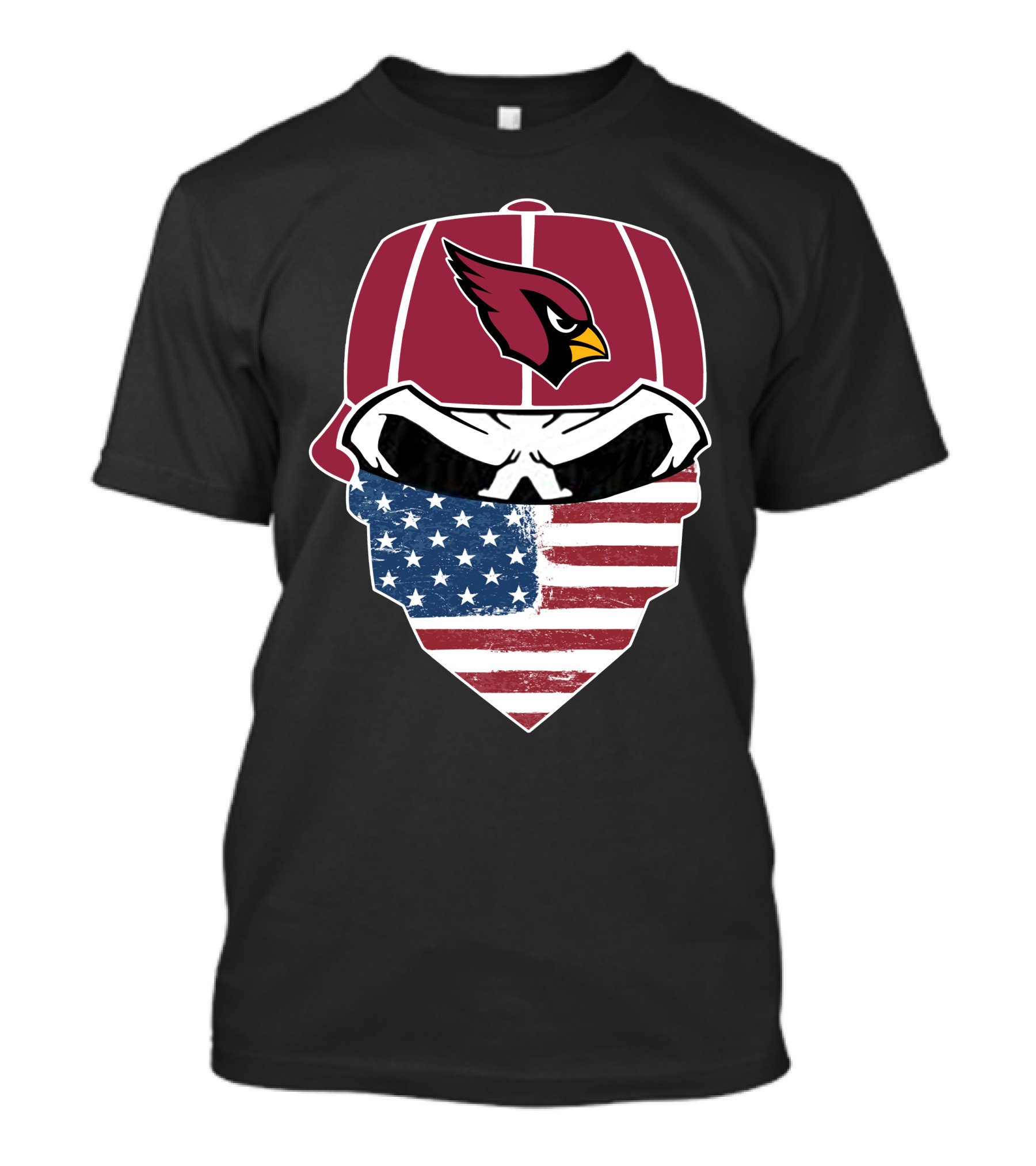 Cardinals Skull American Flag Bandana T-Shirt