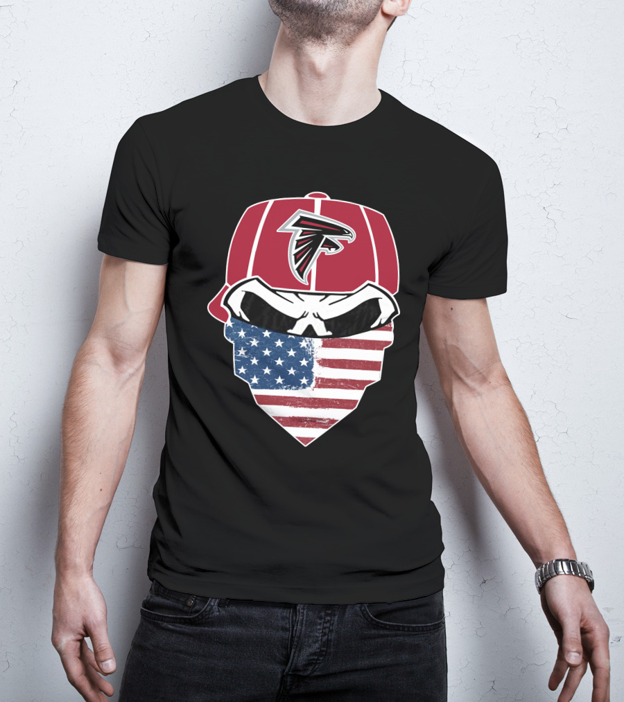 Falcons Skull American Flag Bandana Hat NFL T-Shirt