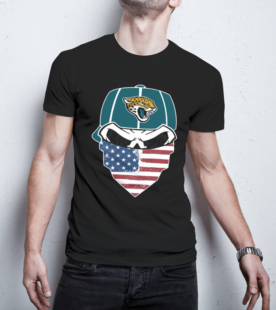 Jaguars Skull American Flag Bandana T-Shirt