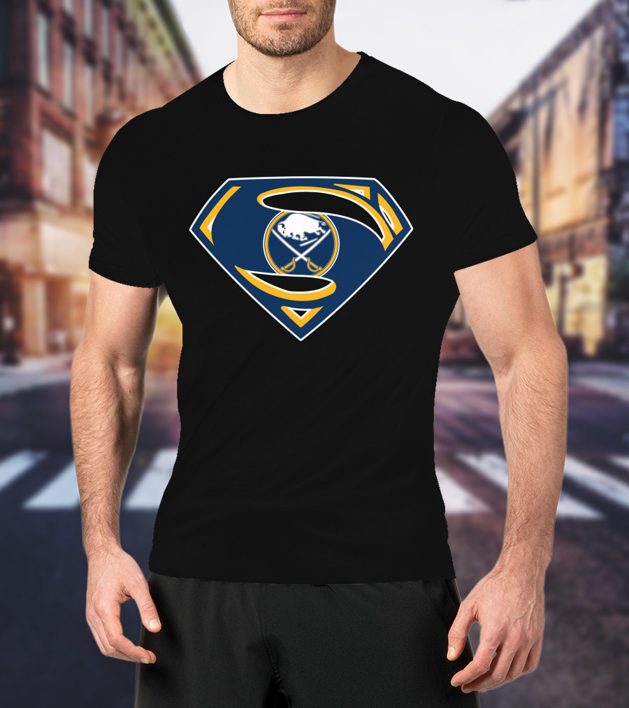 Buffalo Sabres Superman Shield Logo Combo T-Shirt