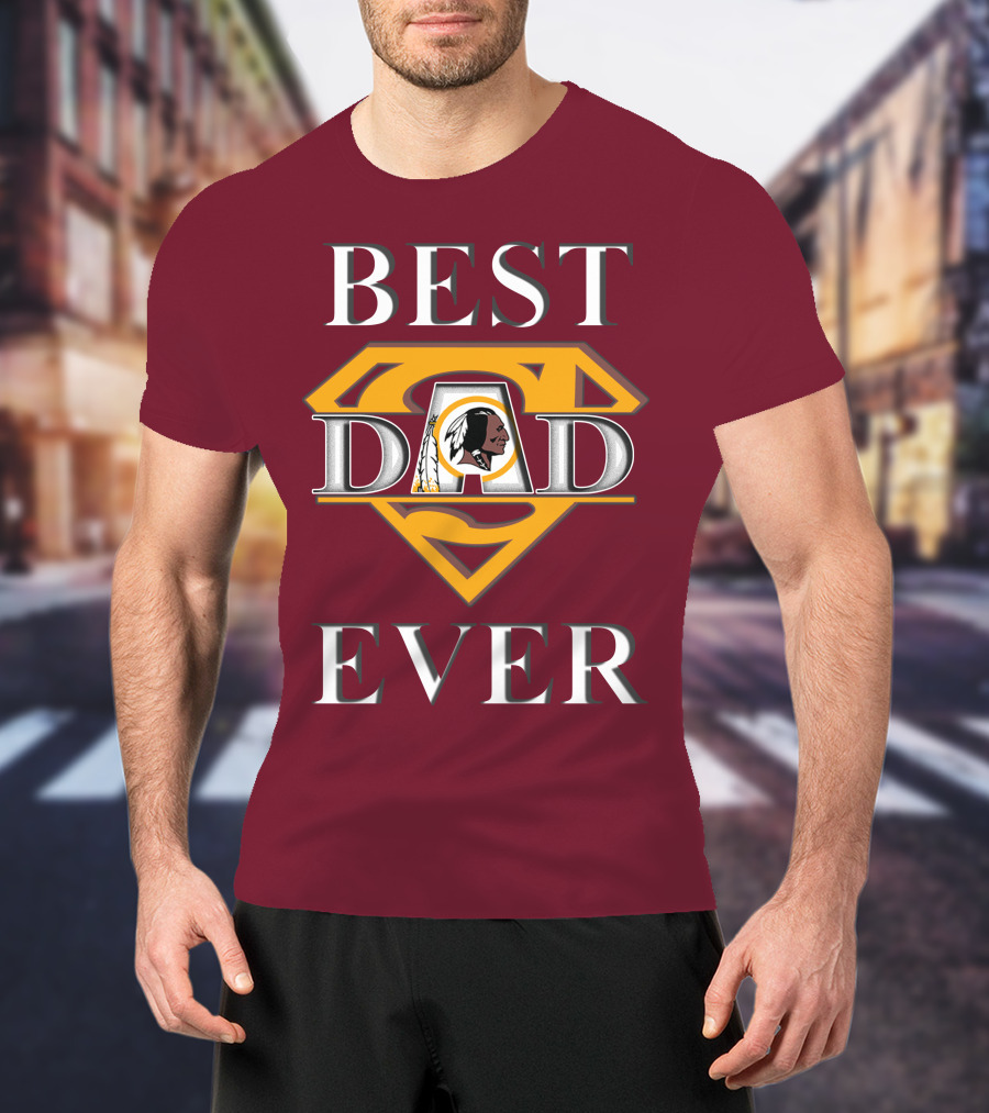 Best Dad Ever Redskins Logo Superman Symbol T-Shirt