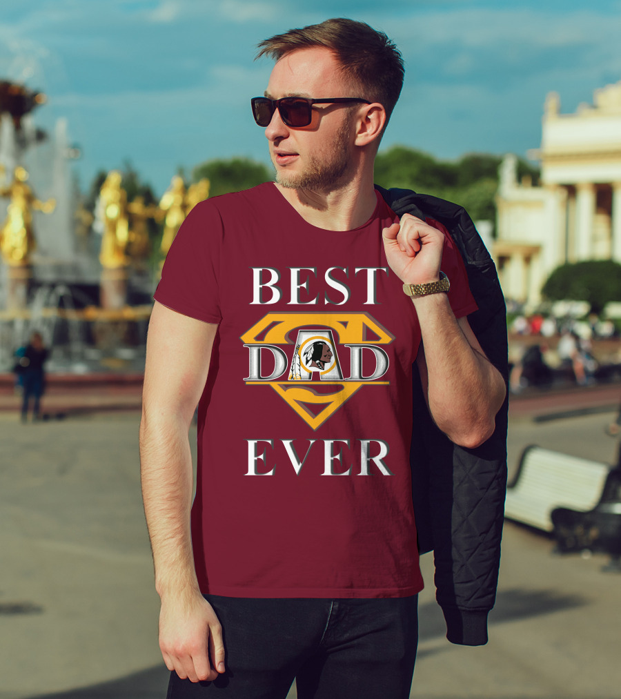 Best Dad Ever Redskins Logo Superman Symbol T-Shirt