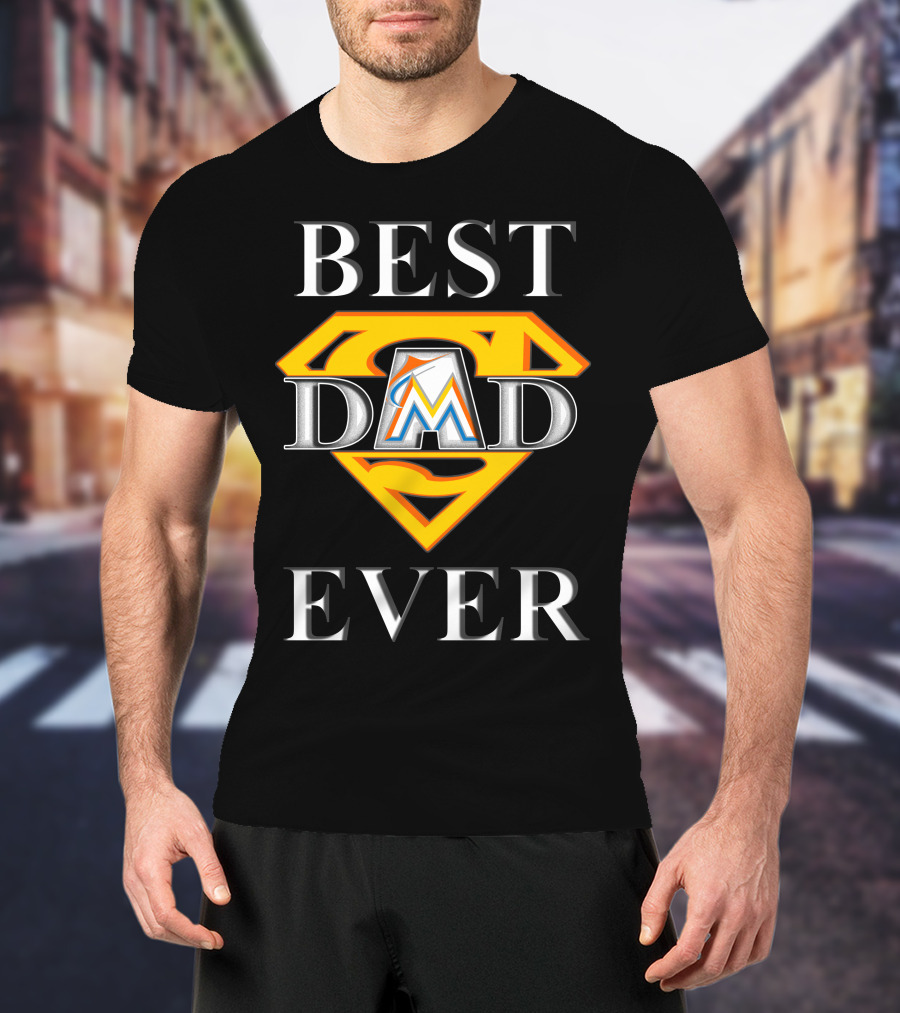 Best Dad Ever Miami Marlins Superman T-Shirt