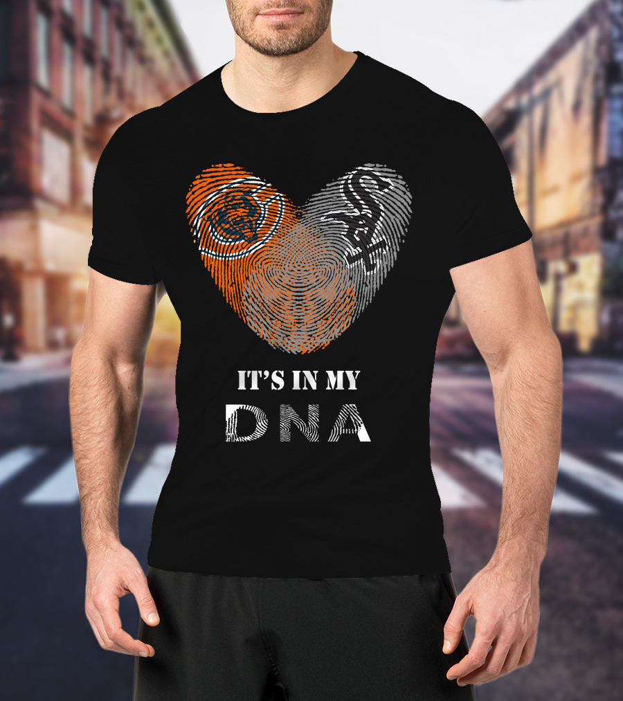 Chicago Bears White Sox It's In My DNA Fingerprint Heart T-Shirt