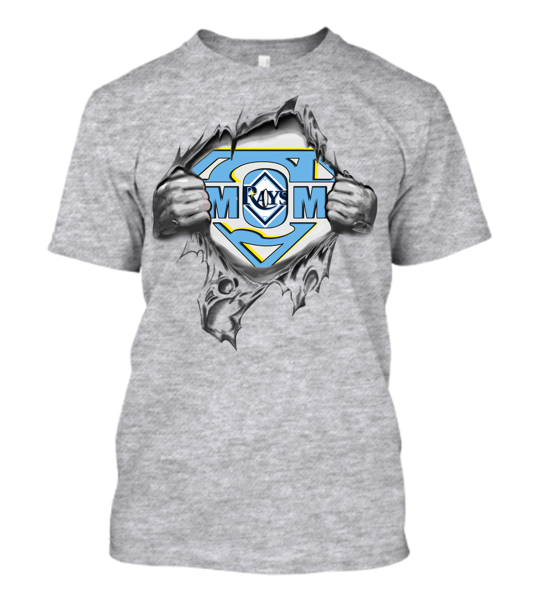 Tampa Bay Rays Mom Super Logo Inside Torn Chest T-Shirt