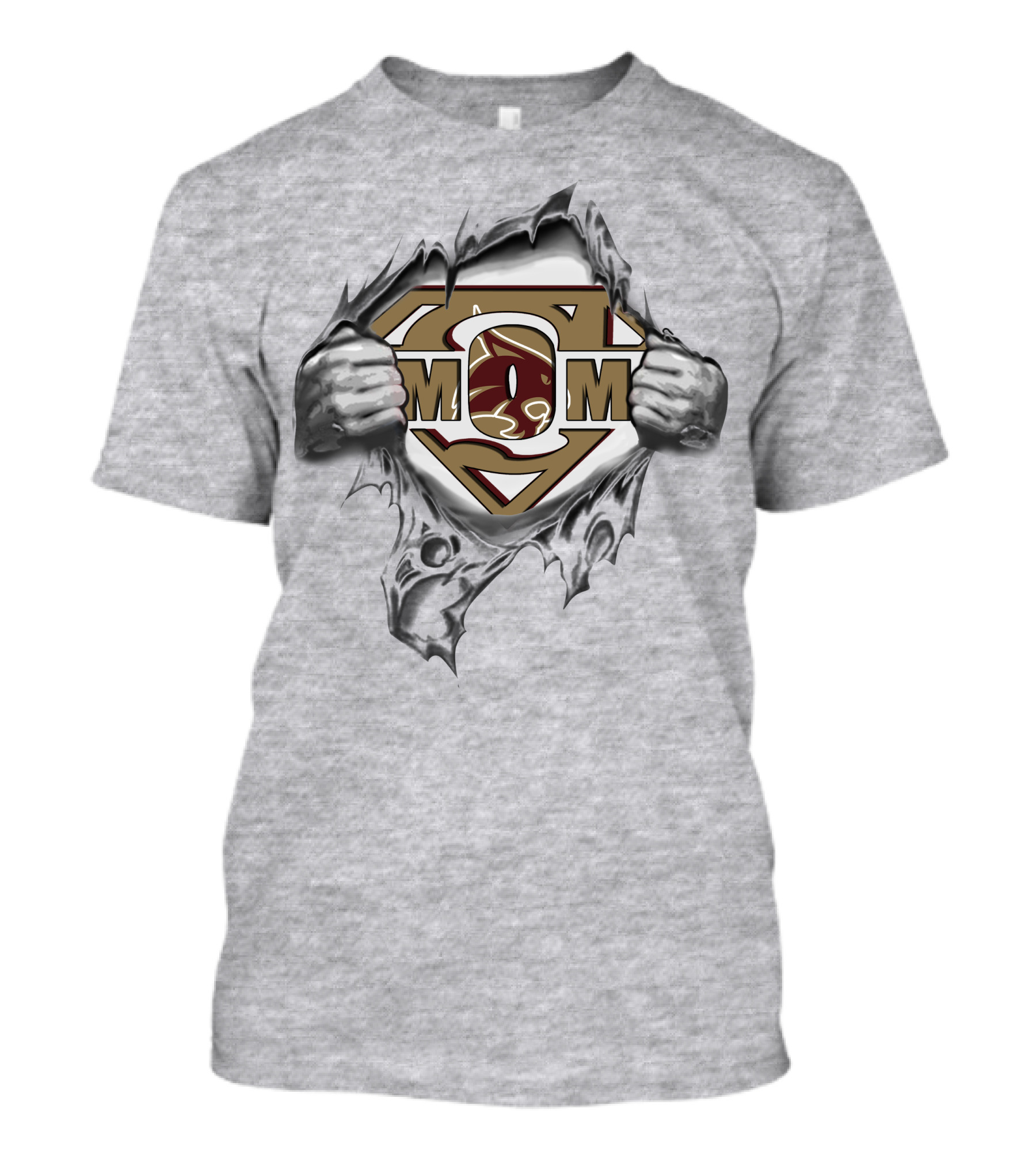 Texas State Bobcats Super Mom Logo Tear T-Shirt