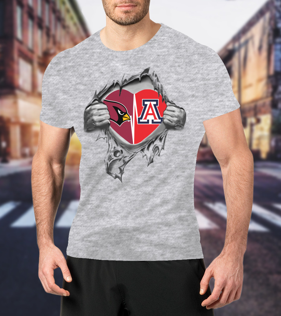 Arizona Cardinals Wildcats Heart Icon Arizona T-Shirt