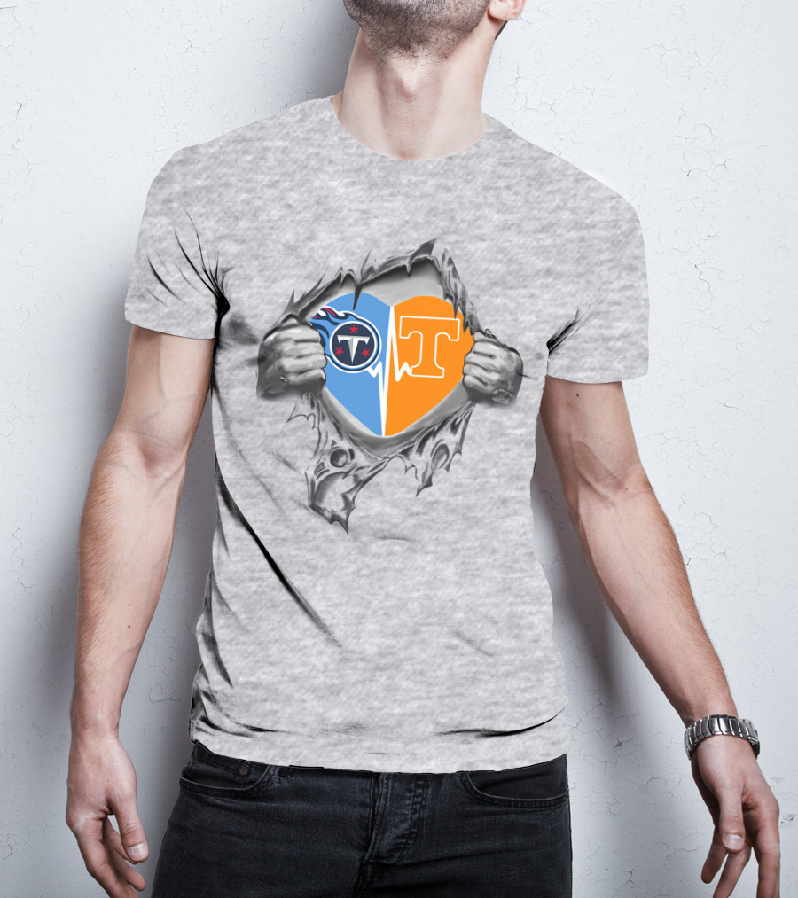 Titans Tennessee Volunteers Heartbeat Logo Fusion T-Shirt