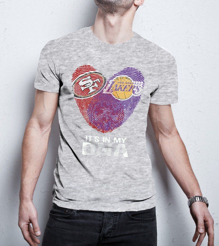 49ers Lakers It's In My Dna Fingerprint Heart T-Shirt