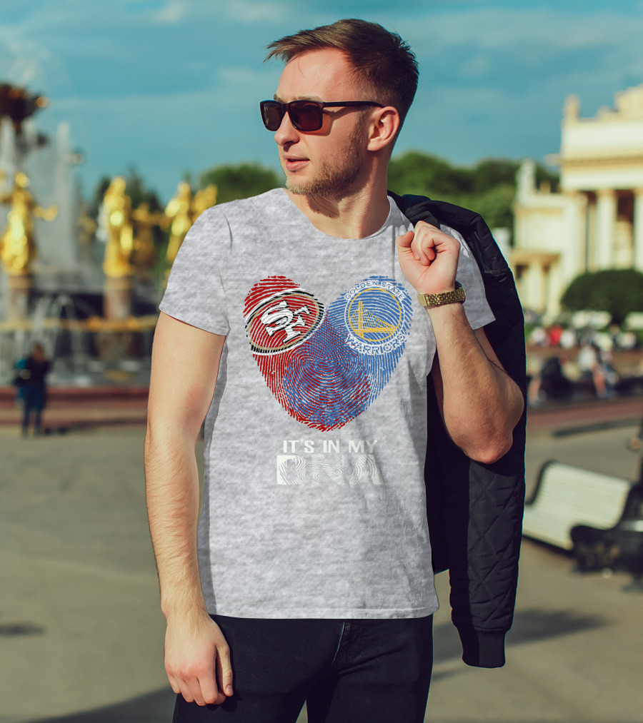 49ers Golden State Warriors Fingerprint It's In My Dna T-Shirt