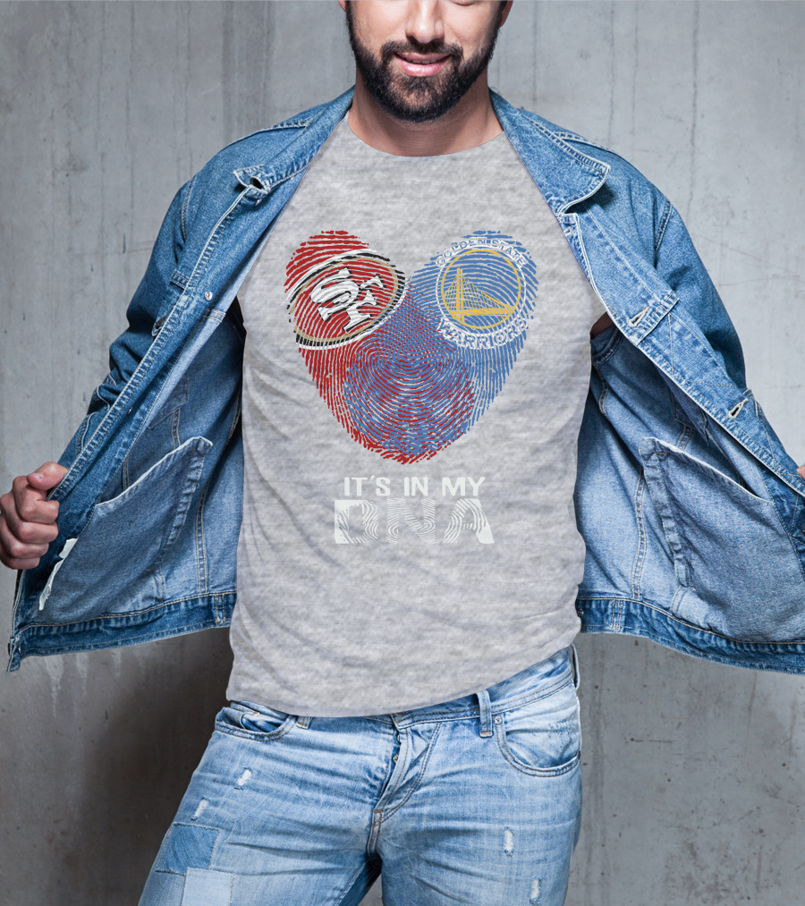 49ers Golden State Warriors Fingerprint It's In My Dna T-Shirt