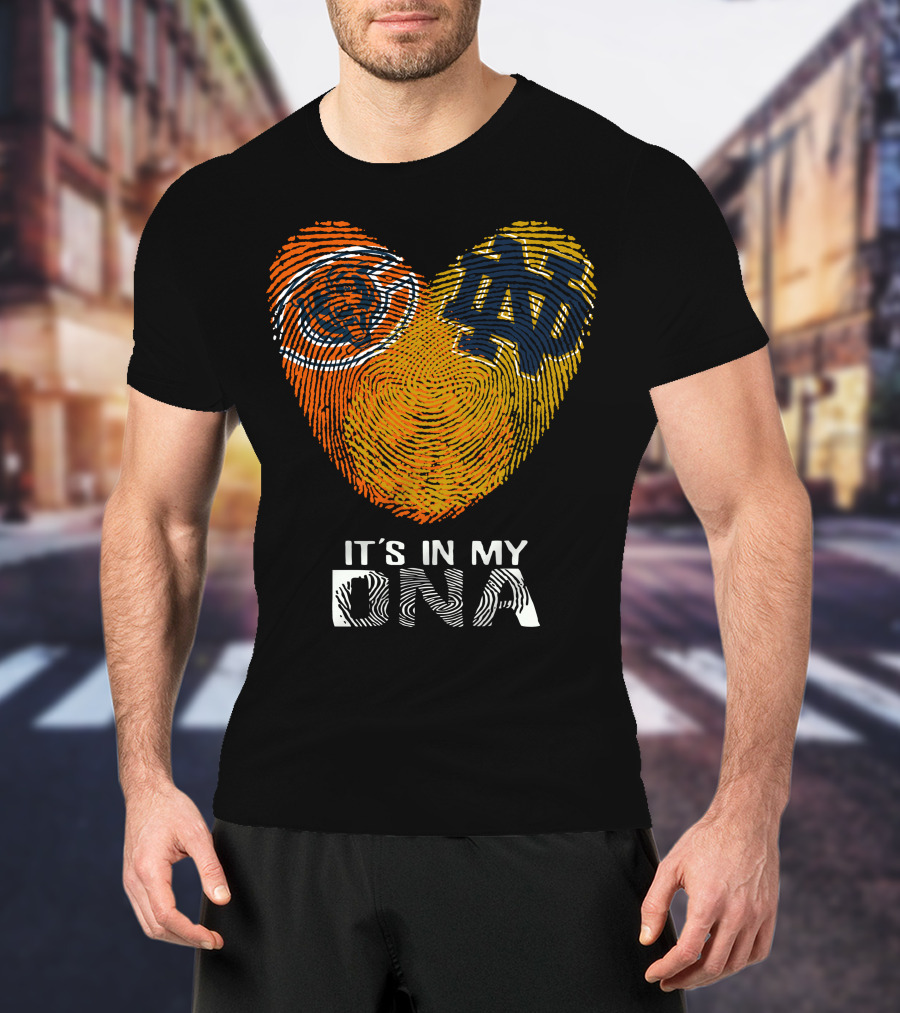 Bears Notre Dame Fingerprint Heart It's In My DNA T-Shirt