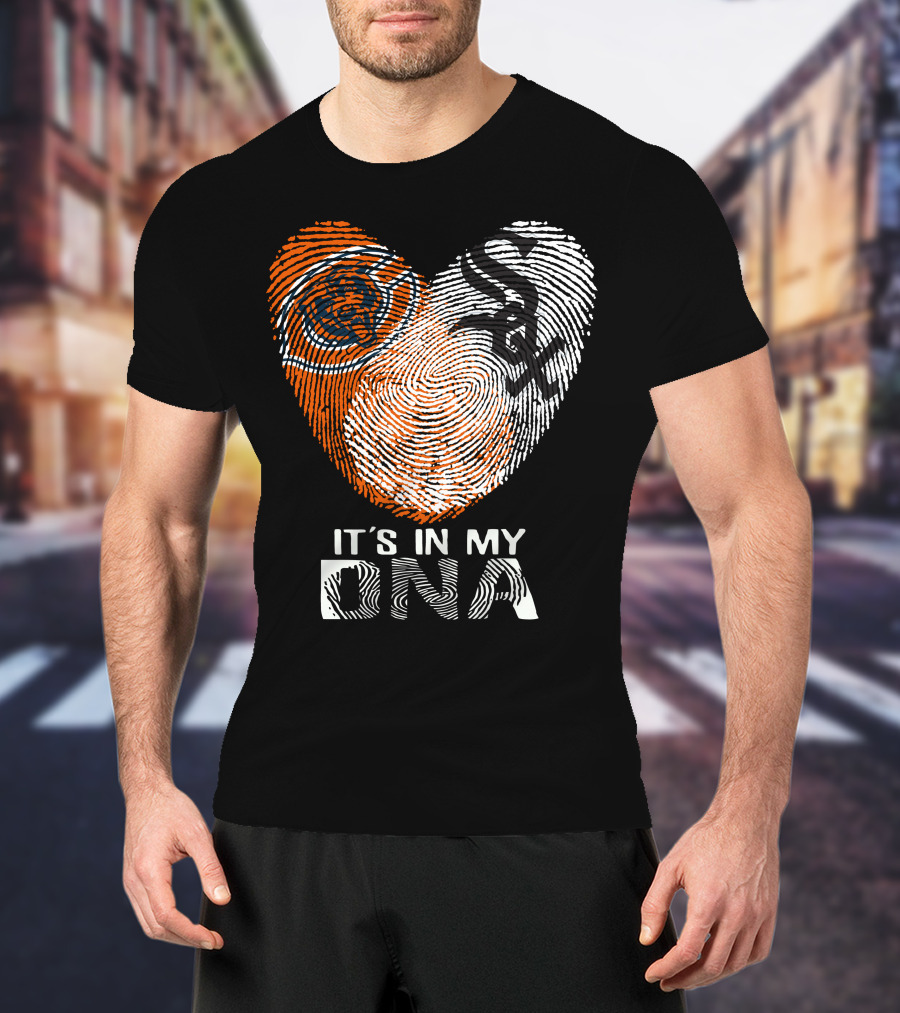 Bears White Sox It's In My Dna Fingerprint Heart T-Shirt