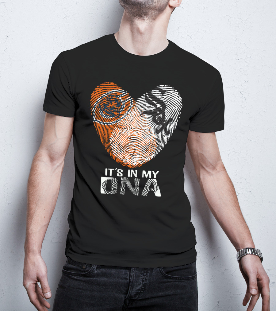 Bears White Sox It's In My Dna Fingerprint Heart T-Shirt