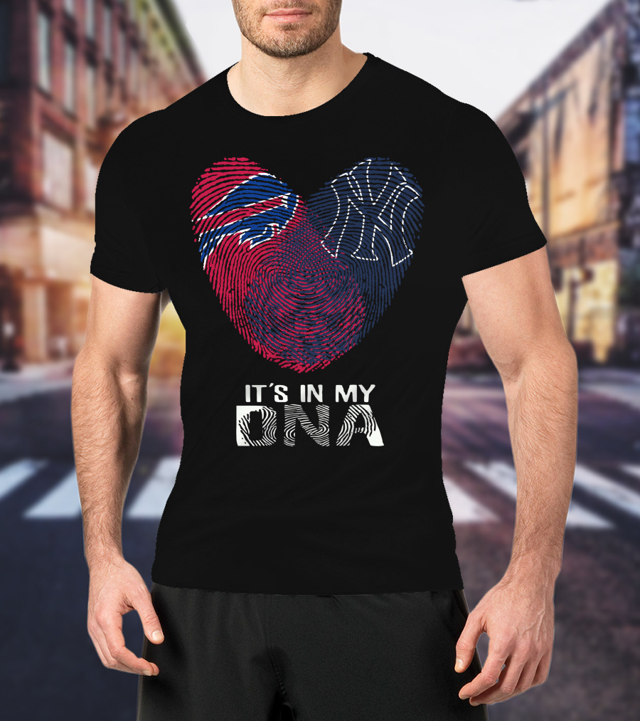 Bills Yankees Fingerprint Heart It's In My DNA T-Shirt